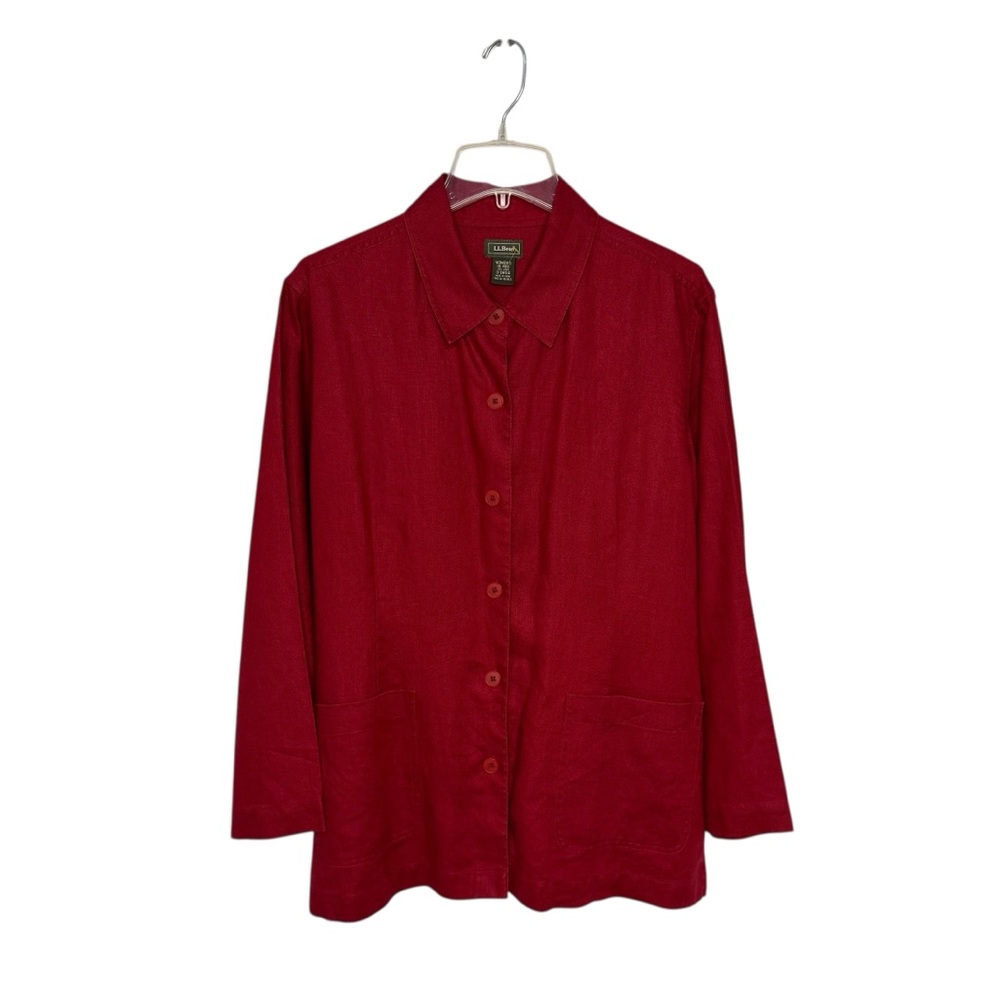 L.L. BEAN DEEP RED SHACKET BUTTON UP SZ 16
